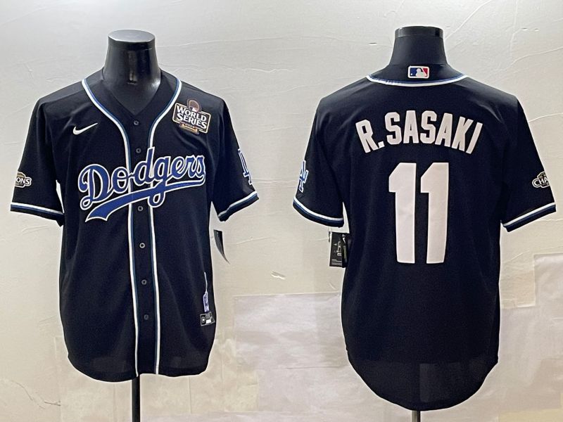 Men Los Angeles Dodgers #11 R.Sasaki Black Fashion Game 2025 Nike MLB Jersey style 30617